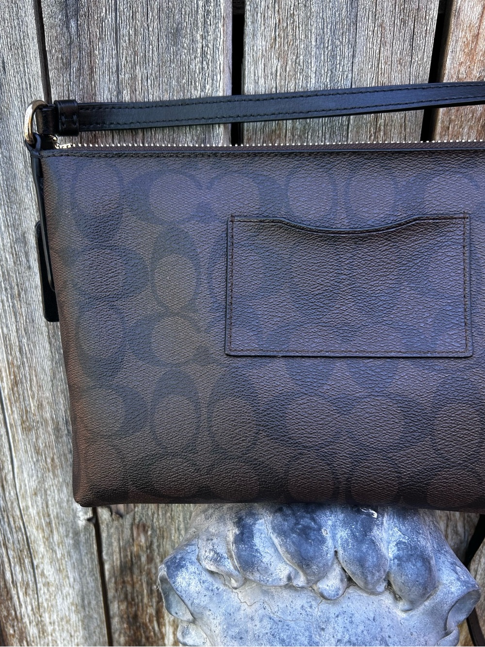 Coach Signature East West Pop Crossbody Bag Coated Canvas Brown Black - Picture 9 of 16